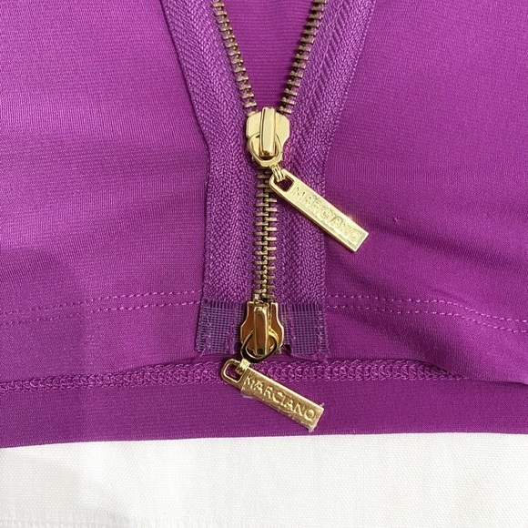 MARCIANO PURPLE SLEEVELESS DRAPE SHIFT MINI COCKTAIL DRESS - S - Picture 9 of 9